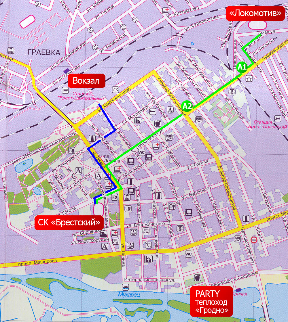 Карта бреста с улицами и домами